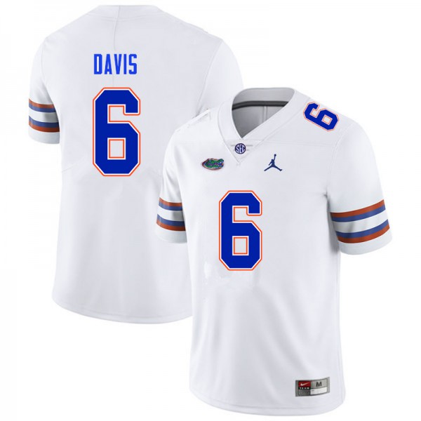 Men #6 Shawn Davis Florida Gators College Football Jersey White